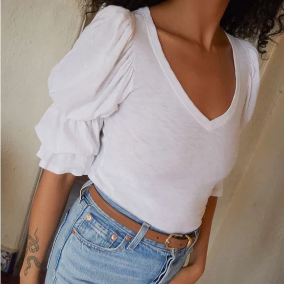 Nation LTD - Katana Romantic Sleeve V-Neck White | XXL - Picture 2 of 4